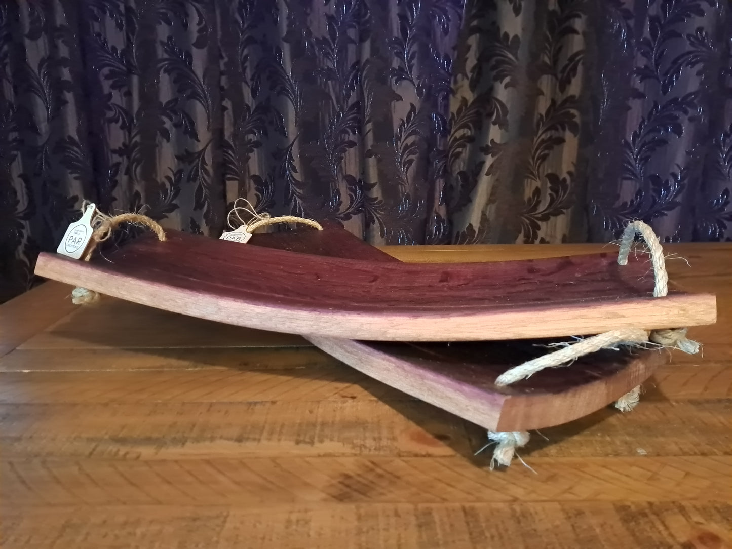 Full stave platter with rope handles